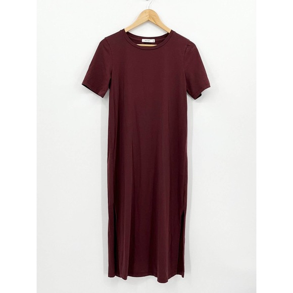 Anthropologie Mod Ref T-Shirt Dress Women Small Brown Stretch Midi Pullover Boho